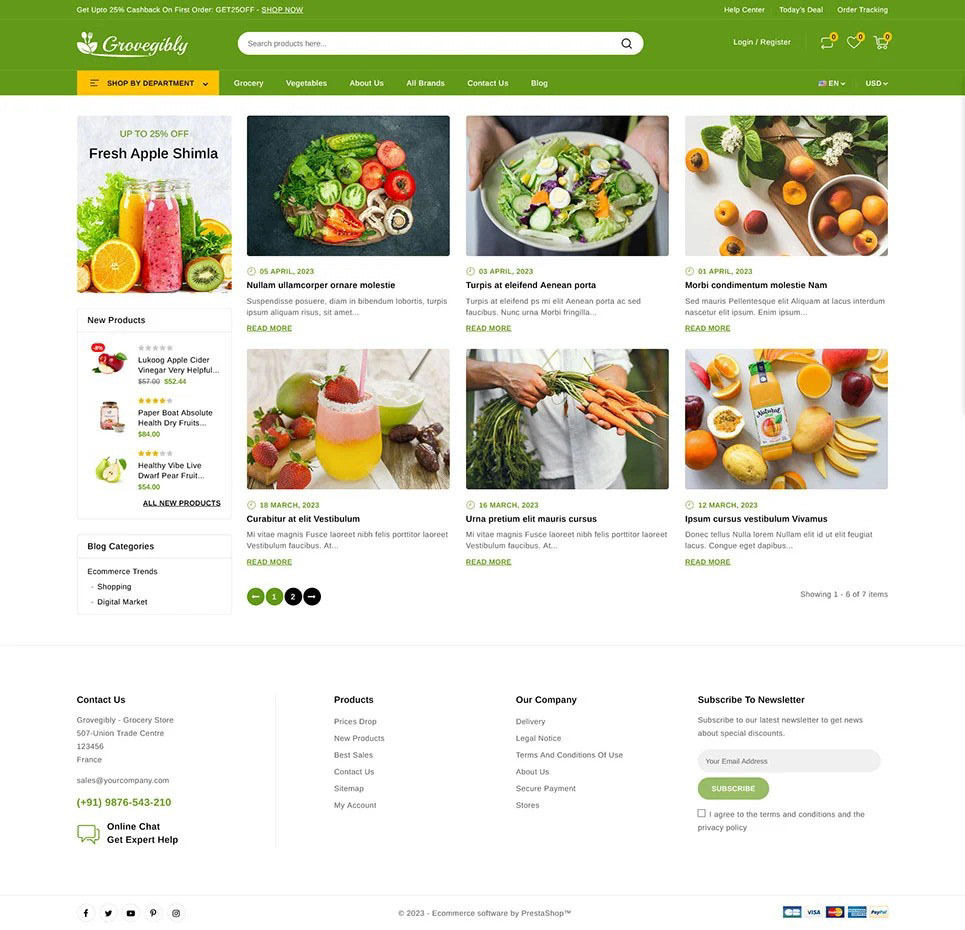 prestashop theme responsive theme Organic product ecommerce website Product shop Supermarket online store Website Theme grecery store mega store