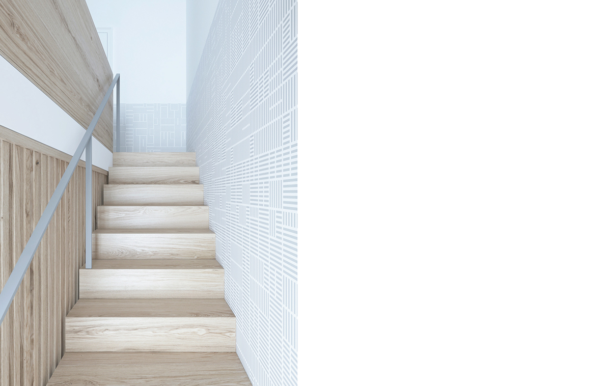 Interior house wood White grey minimalistic