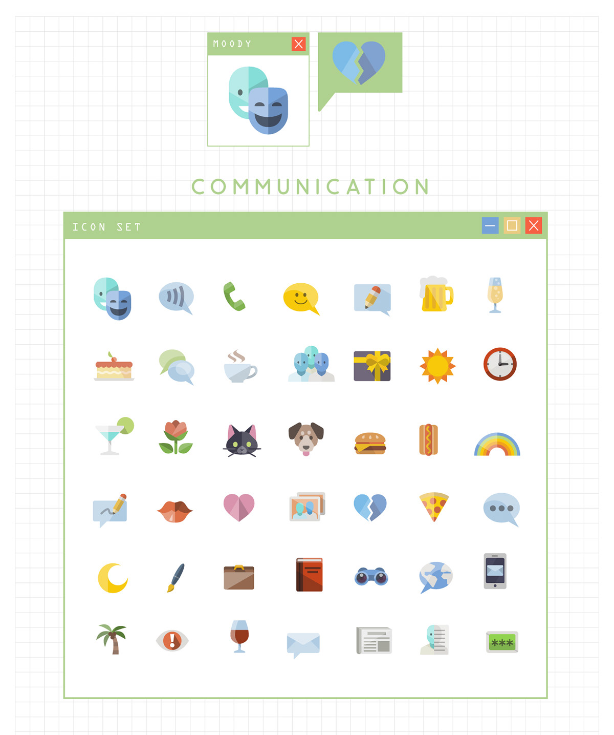 icons flat icon icon packs set icons general accounting communication business iconshock