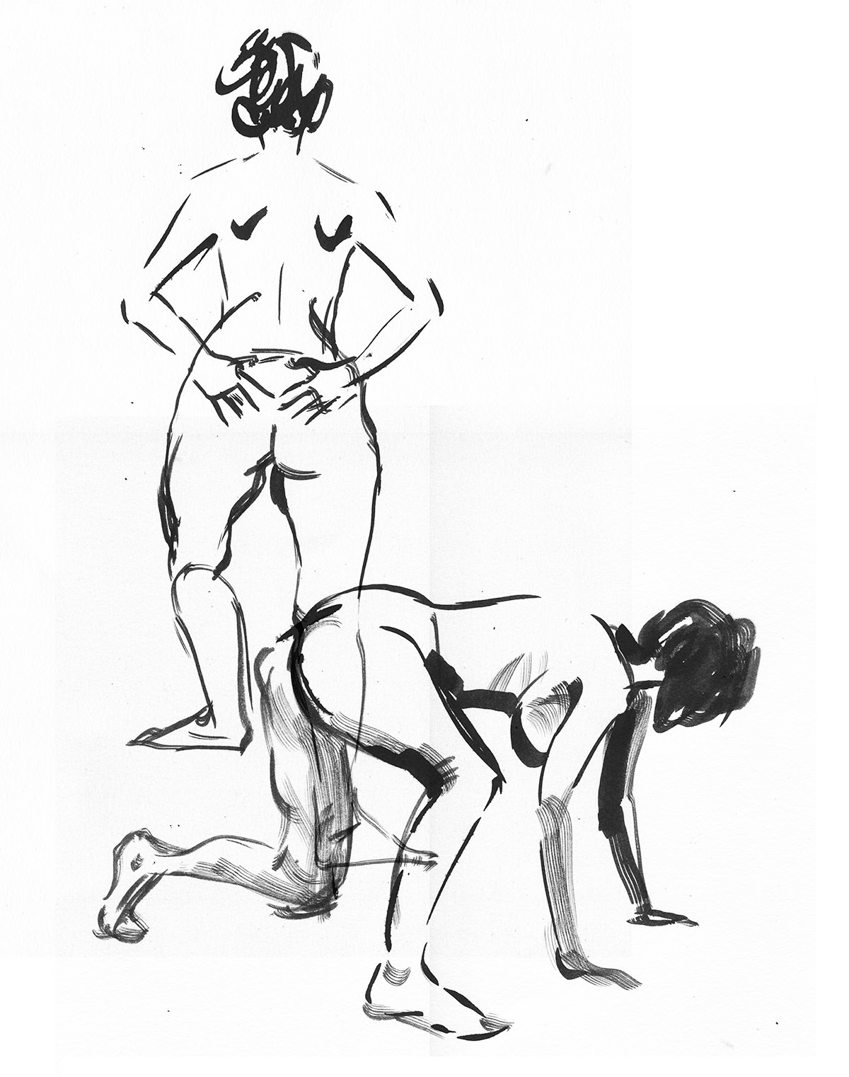 sketching nudes models dancer dancing posing ink pencil Aktzeichnen