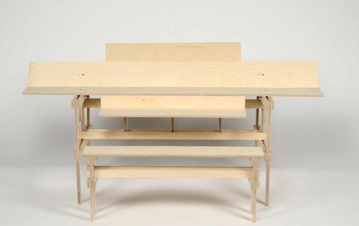 table multifonctions Office Enzo Mari wood model
