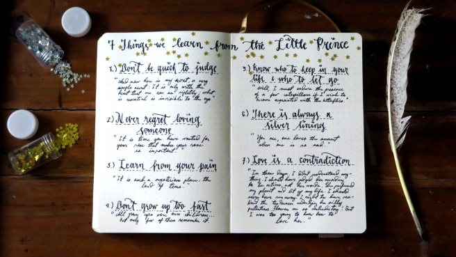 The Little Prince lettering sketchbook visual journal fountain pen