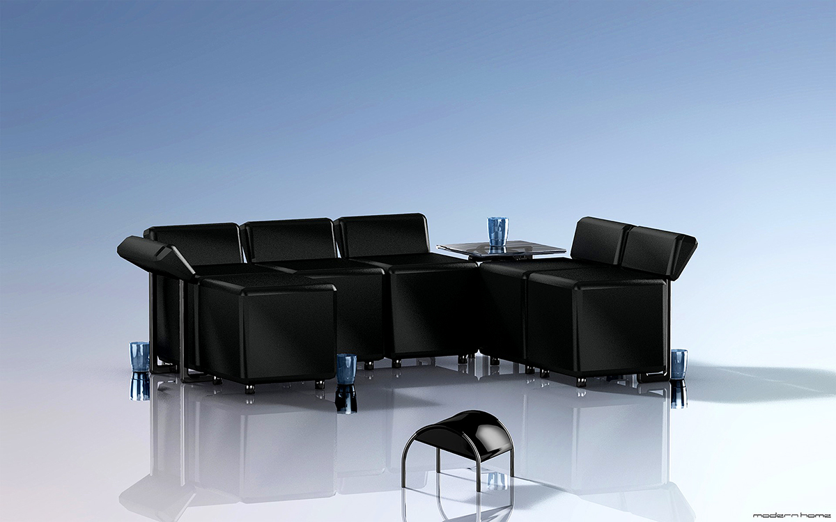 Interior furniture design modern colors 3D Graphic visualisation Render