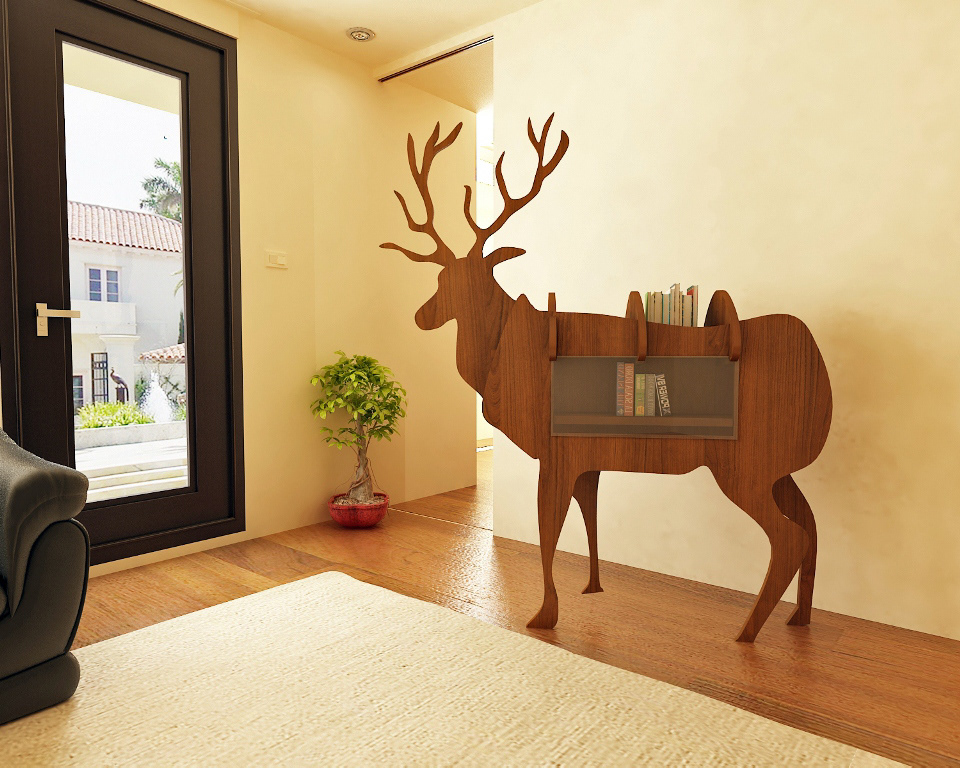 stag furniture design industrialdesign 3dmodeling 3dmax shelves book wood