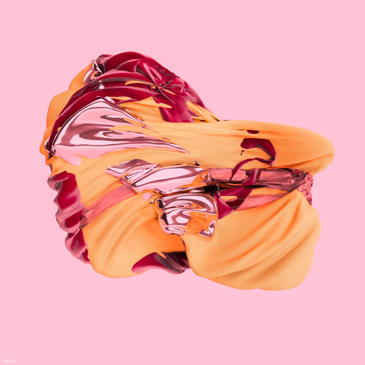fluid clothes abstract 3D c4d spring pantone pink cyan gold flow neon laser instagram organic