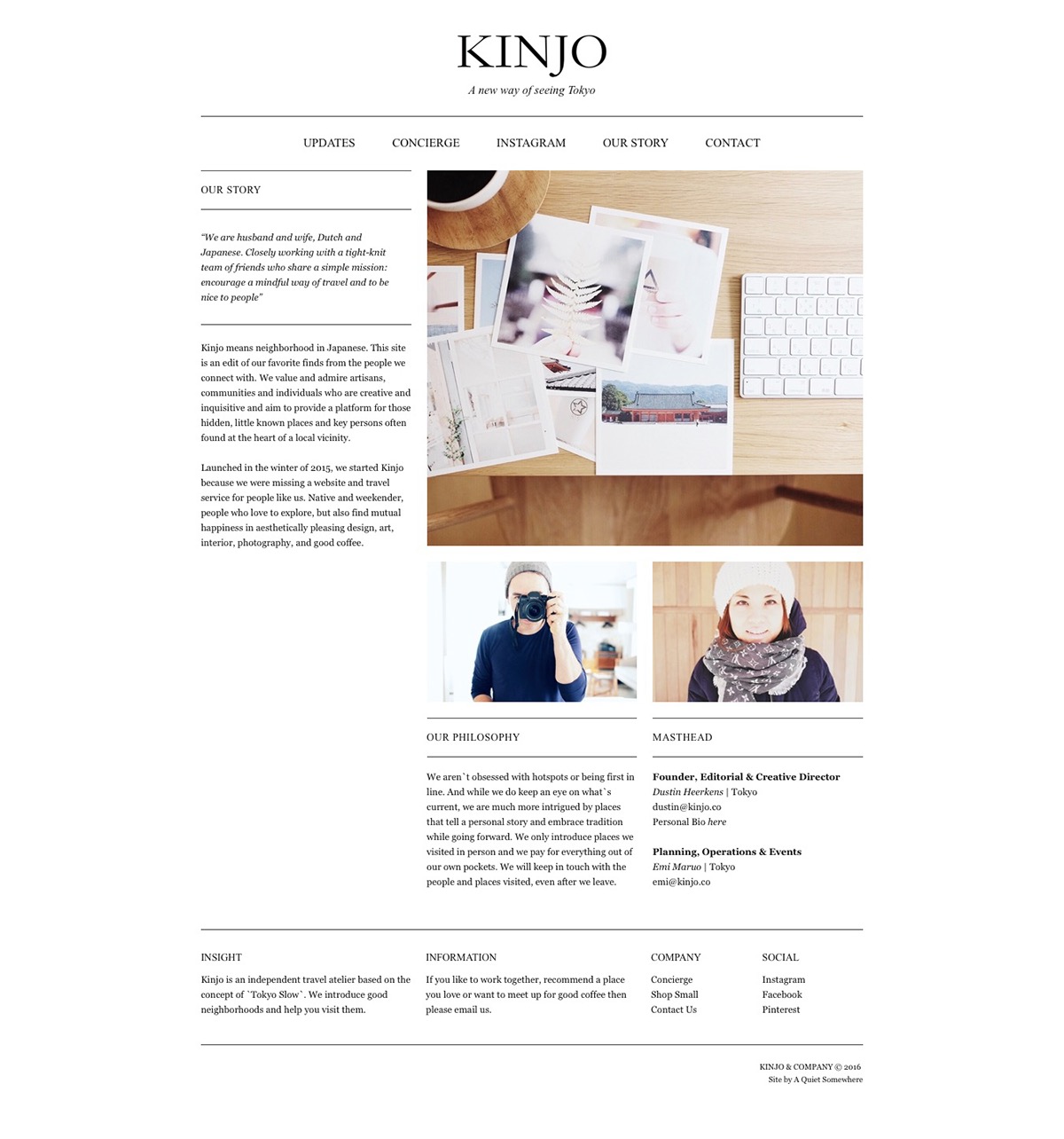 Squarespace 7 Website KINJO tour guide japan tokyo design The Printer's Son