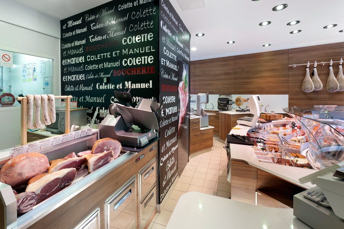 cooling maturation meat shop Retail design butcher shop france