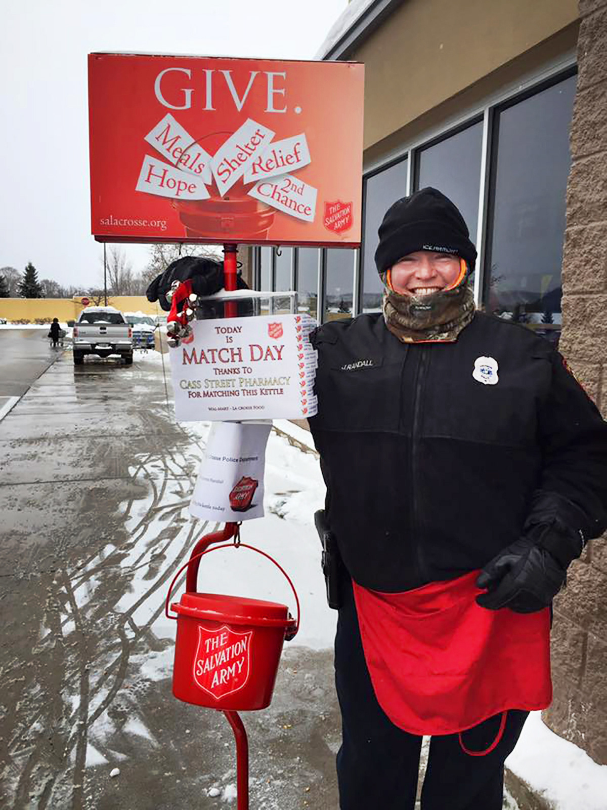 Salvation Army red kettle ad campaign red kettle campaign billboard signs Signage Service project give help social needy