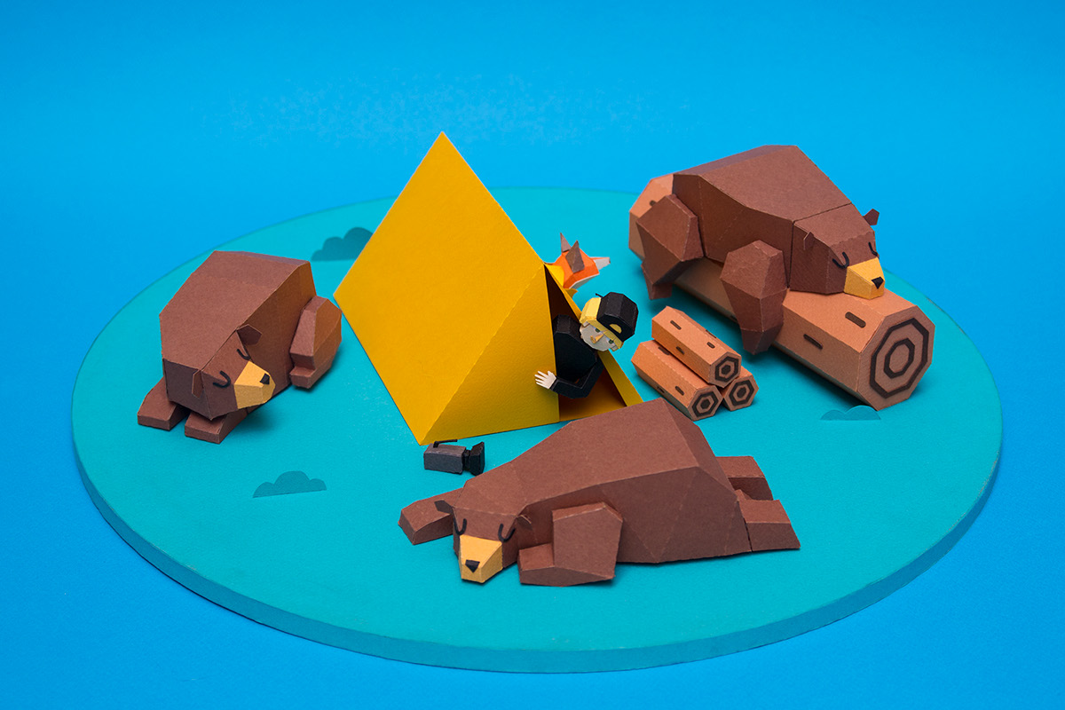 papercraft lowpoly david attenborough carl sagan audubon grizzly man Fungi Exhibition Home Hotel Diorama