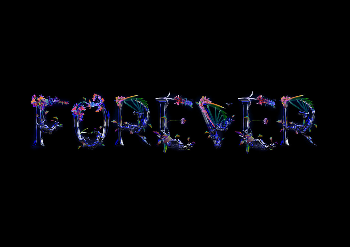 type typography   alien bioluminescence chrome Flowers font melbourne design week New Zealand UV