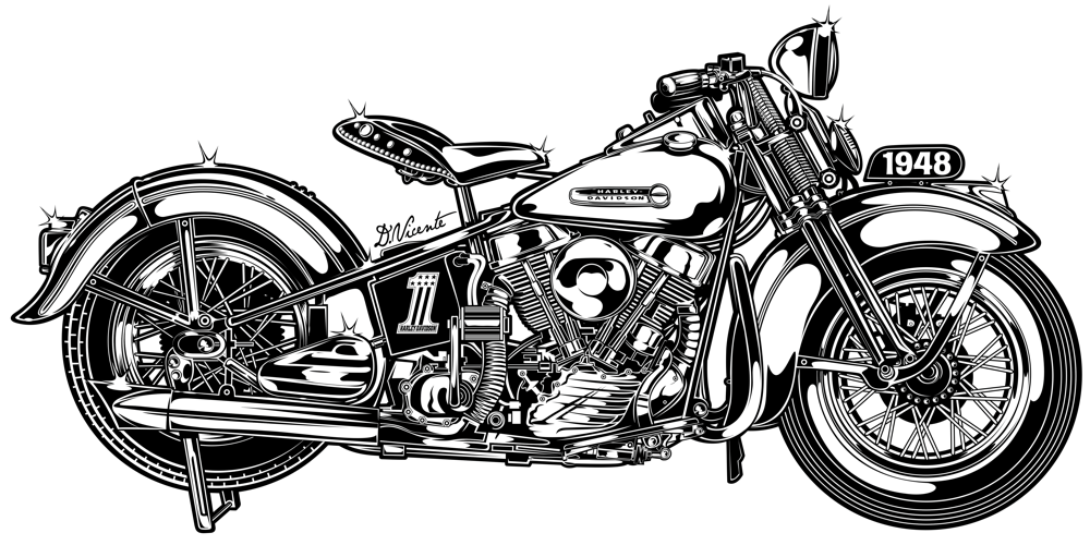 motorcycle Harley Davidson bobber XL48 dbbp dvicente-art.com D.VICENTE david vicente kustom kulture chopper Rockabilly