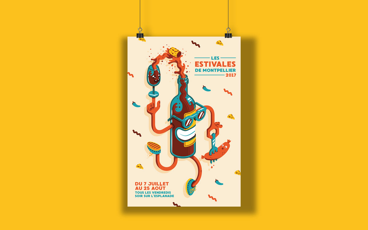 poster ILLUSTRATION  wine Fair Character thierry fousse drink Food  bottle