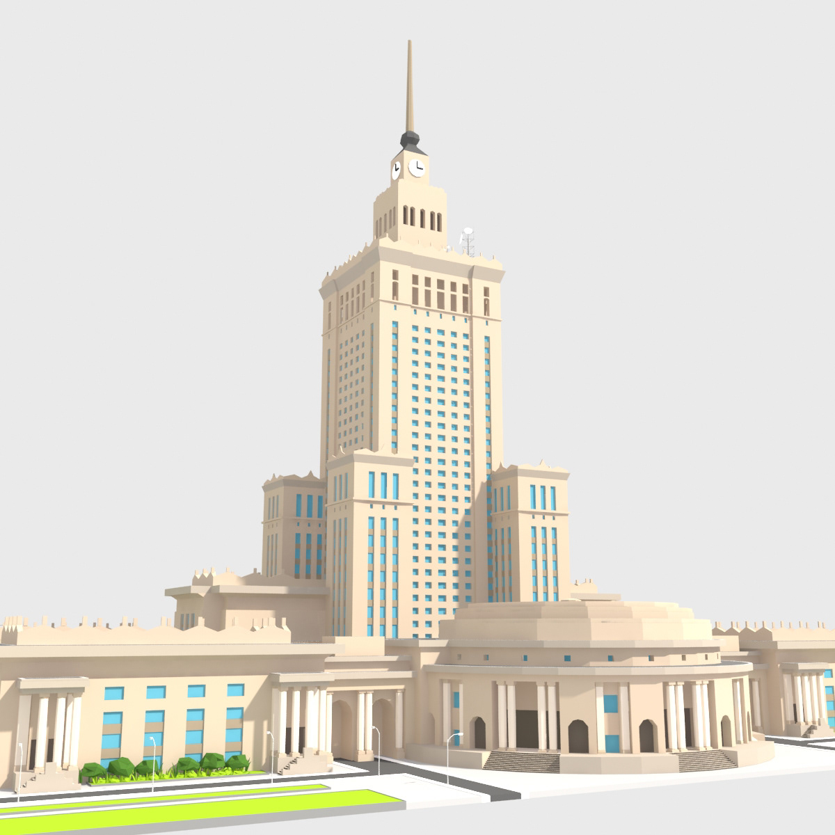 3D city Low Poly model monumental skyscrapper Urban
