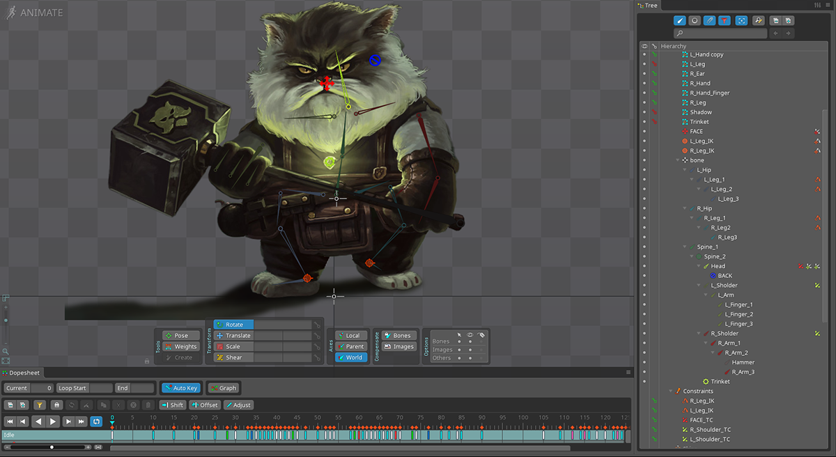 2D 2D Animation Adobe Photoshop after effects animal Cat Character character animation spine