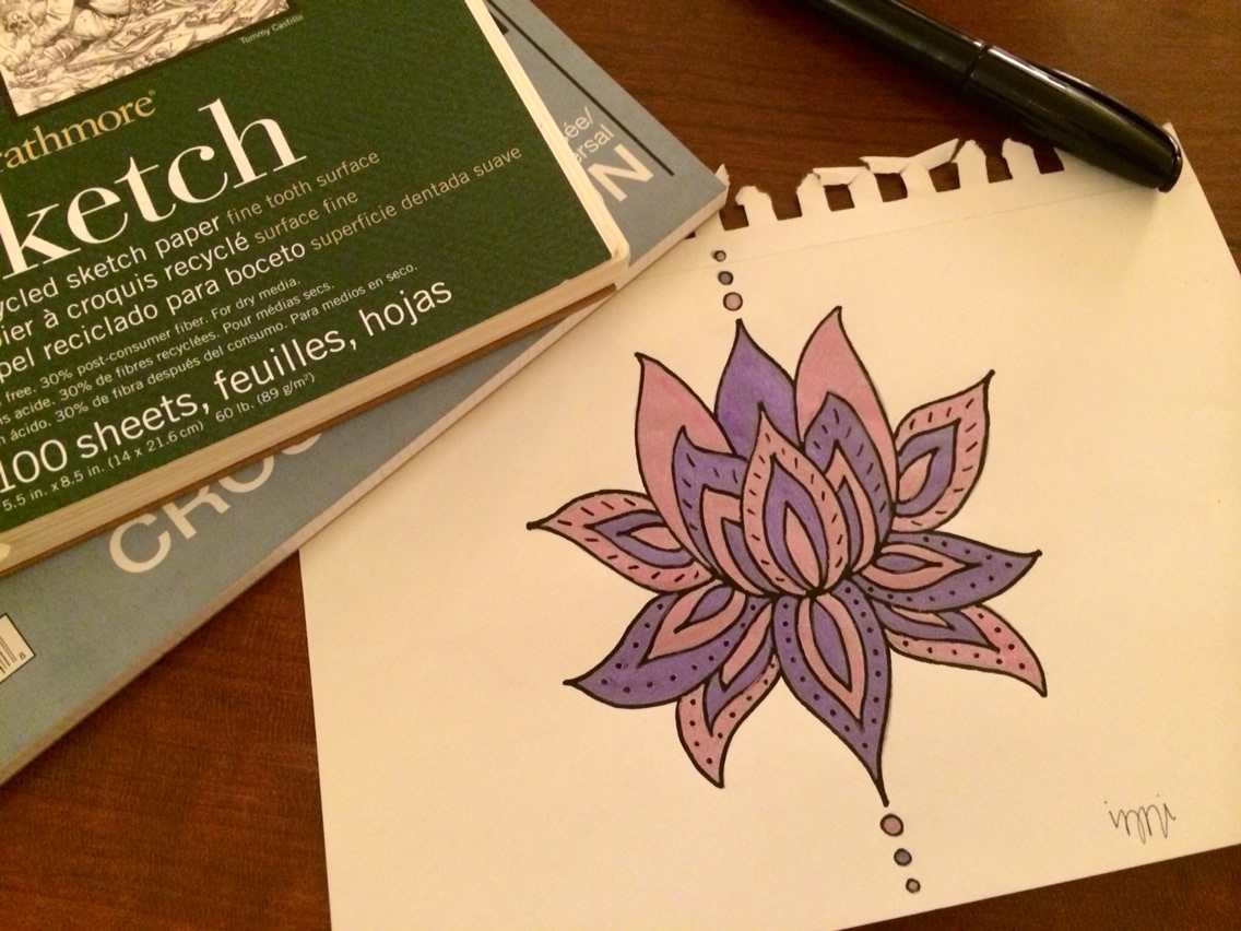 Lotus flower hand drawn purple Practice