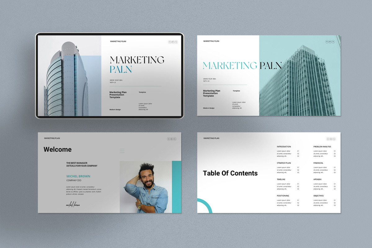 marketing plan presentation Powerpoint template business marketing   designer graphic vector corporate