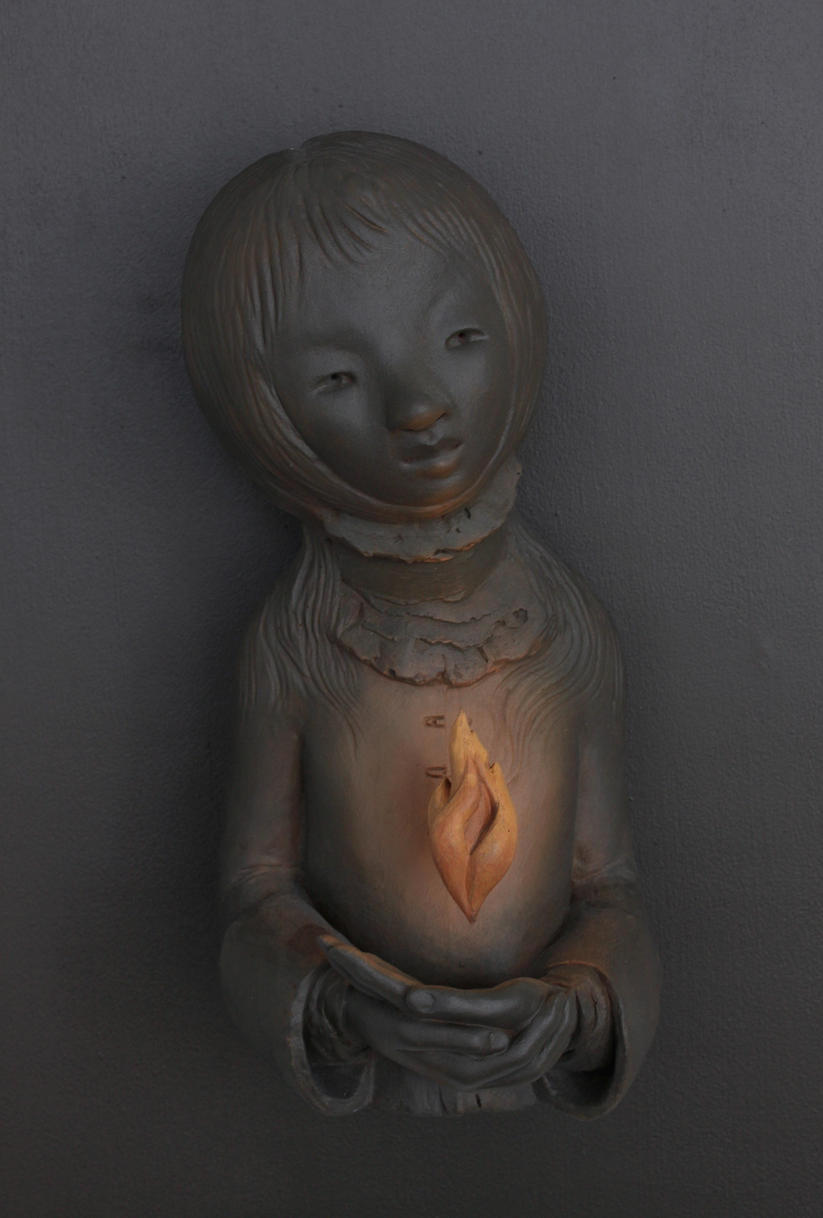 gosia sculpture sculptor figure bust clay figurative modern Canadian art flame fire water shell