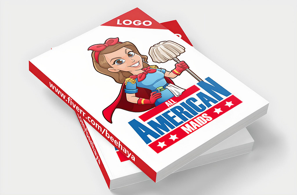 cartoon digital illustration adobe illustrator Logo Design american girl AMERICAN GIRL LOgO cartoon logo cartoon character mascot logo cleaning logo