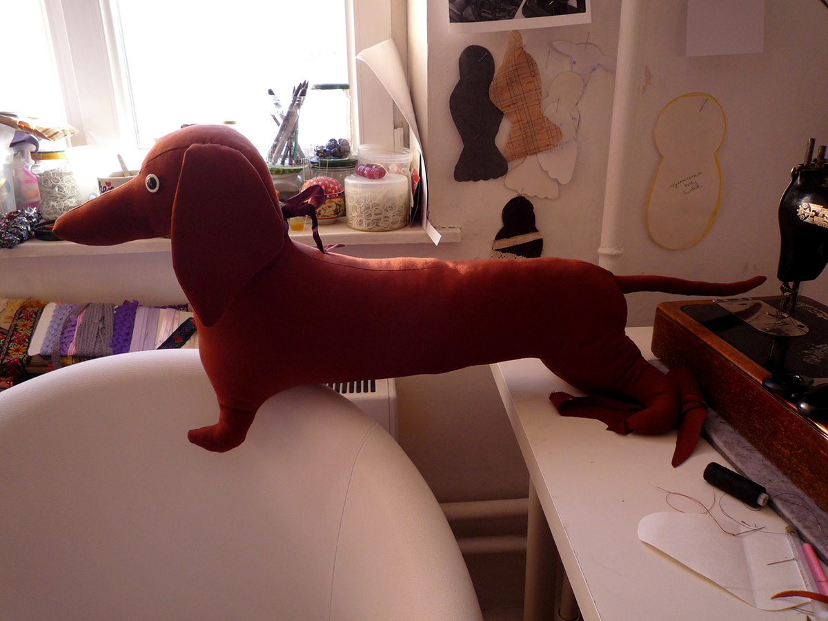 sausage dog dog stuffed dachshund weiner soft toy textile dog