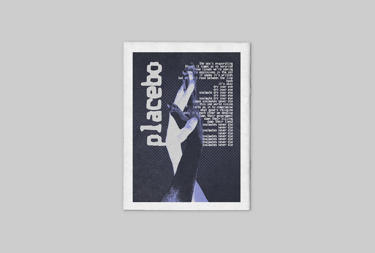 brian molko editorial design  Magazine design Musical placebo band Poster Design print design  song Zine  Zine Design