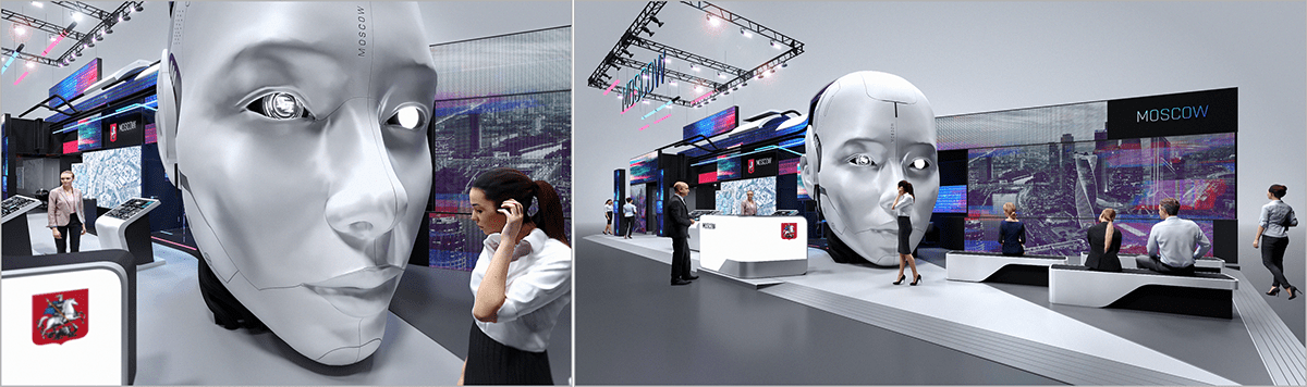 Exhibition  exhibition stand booth Stand open innovations forum moscow city government design animation  3D booth design