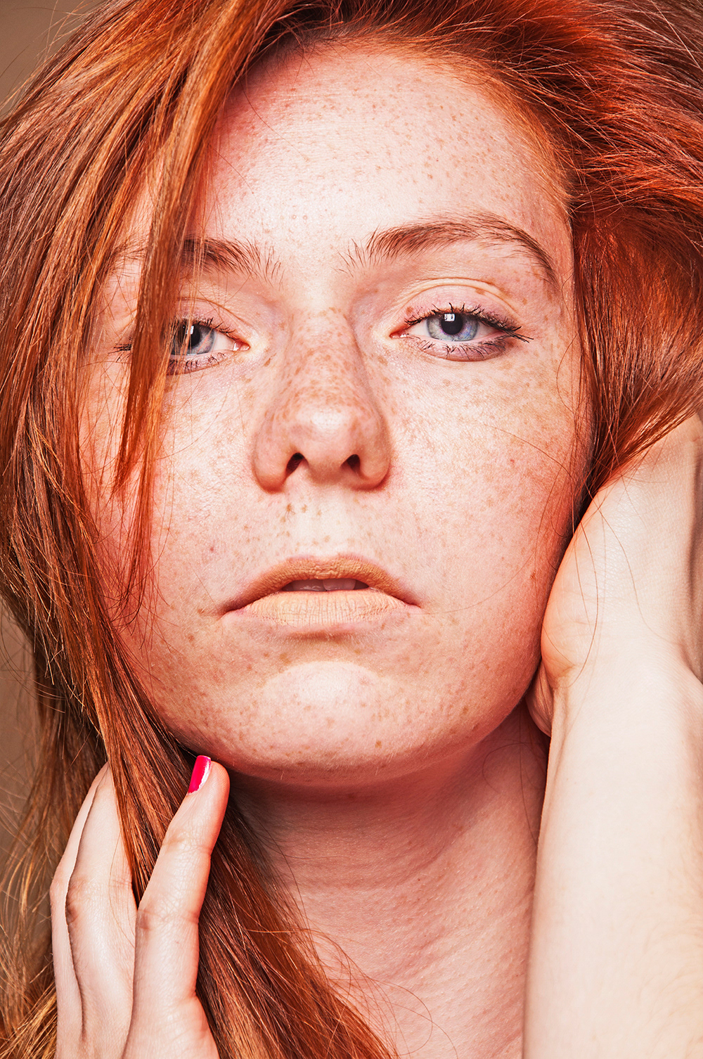 girl studio nude redhead woman portrait set blue eyes