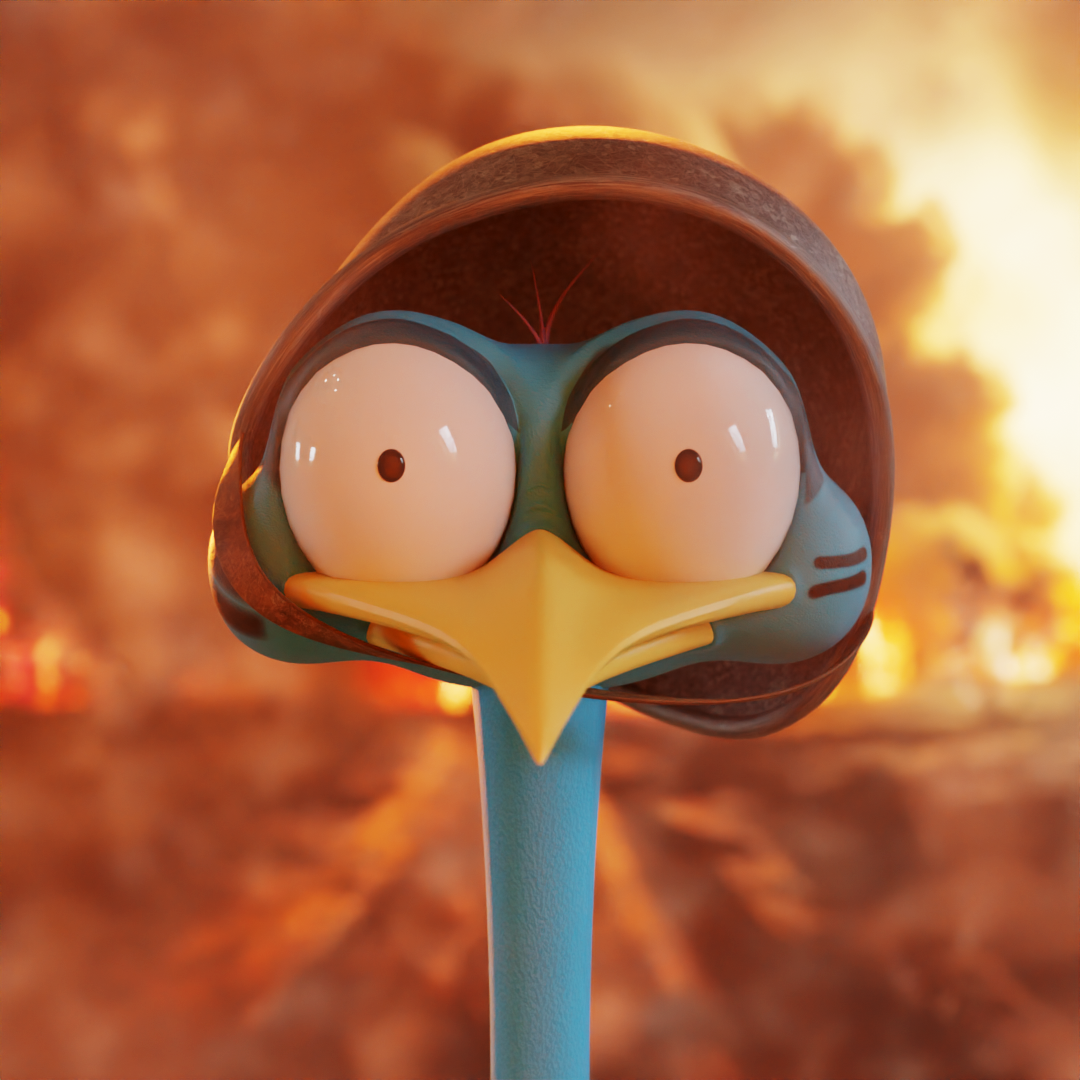 3D blender War face model avestruz