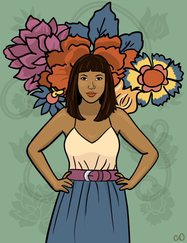 vector  flowers  woman colorful