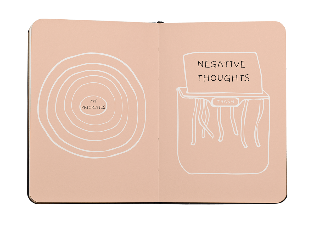 self-reflection journal self-growth therapy illustrations healing mental health