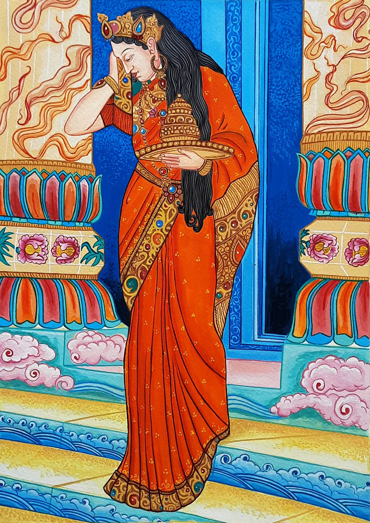 handpainted handwork painting   raja ravi varma