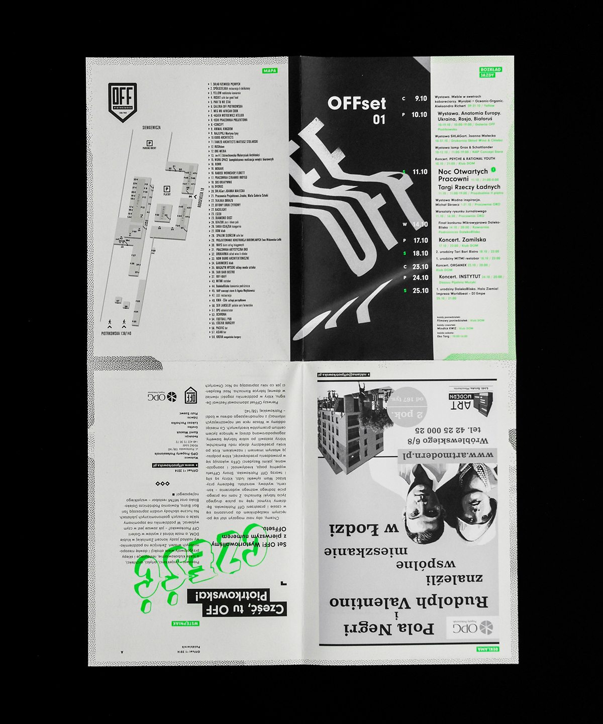 offset off piotrkowska print łódź magazine newsletter green neon black schedule Event