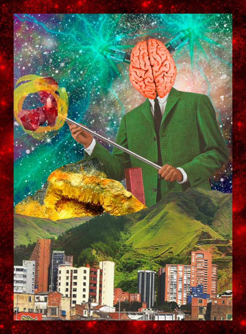 city mountain man brain cosmos Psichedellic universe universo cosmic cosmico Outher space espacio estelar galaxy Galaxia Digital Collage