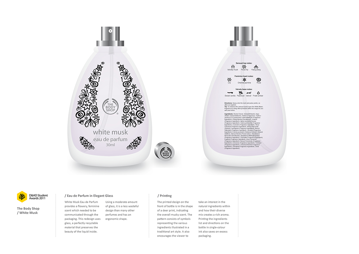 Packaging D&AD Competition student awards the body shop perfume foundation Make Up cosmetics eau de parfum