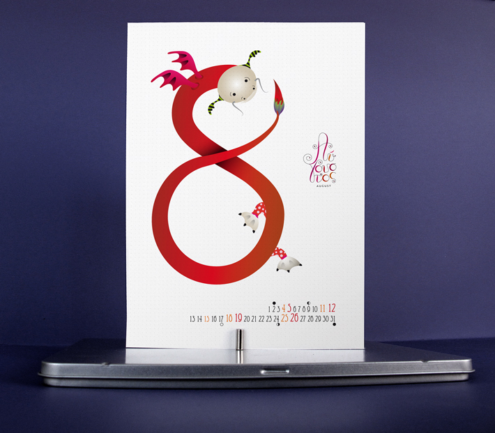 dragon calendar cute colorful creative YEAR 2012