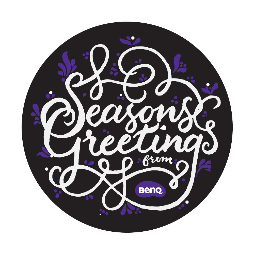 seasons greetings Benq wine Label typography   brush lettering