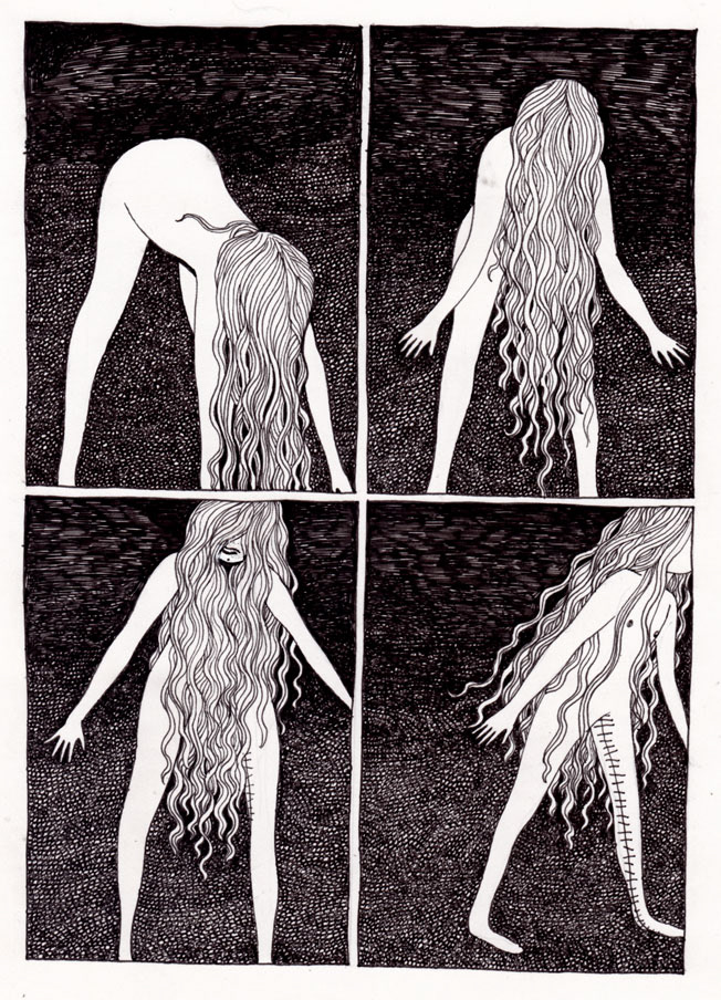 mermaid  fairy tale  fantasy  dark black and white  cartoon  comic  graphic novel  sea  girl  under water