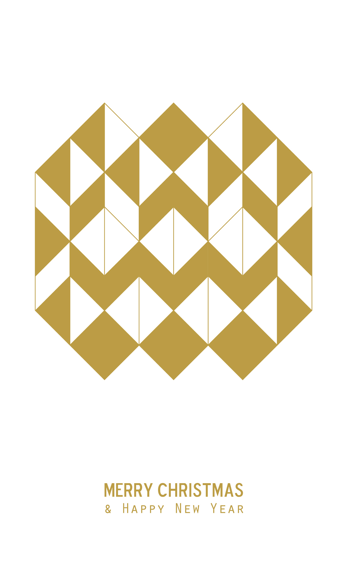 Christmas card Triangles paper pattern gold linear