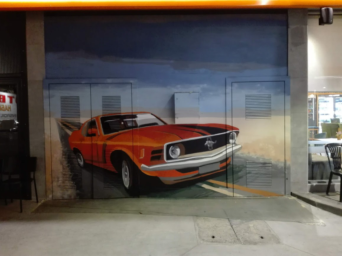 car Ford Landscape Mural Mustang orange painting   spraypaintwork streetart wall
