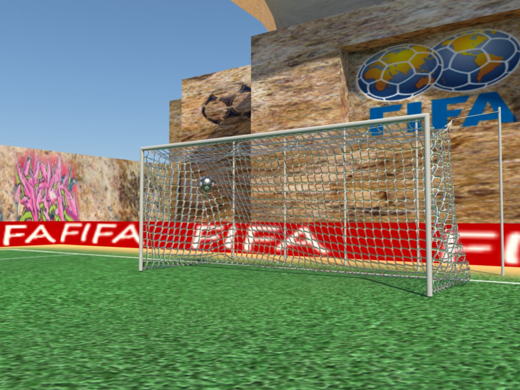 football goal simulation 3D ncloth Maya rendering