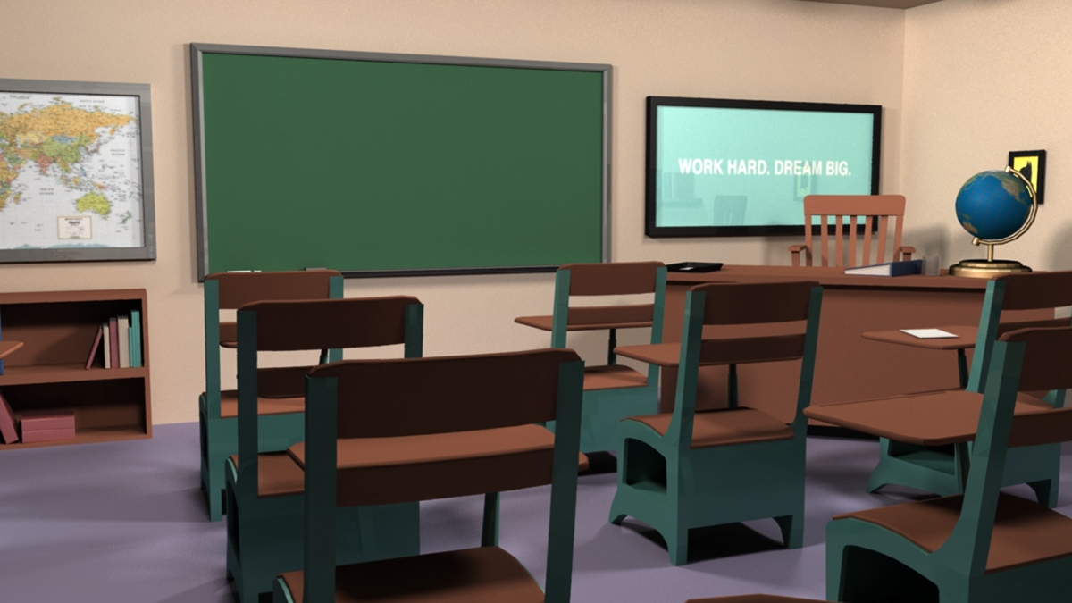 3d modeling 3d lighting texturing Classroom 3D Model Interior Modeling