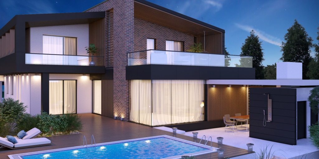 Adobe Portfolio house design architect minimalist brick Pool terrace room