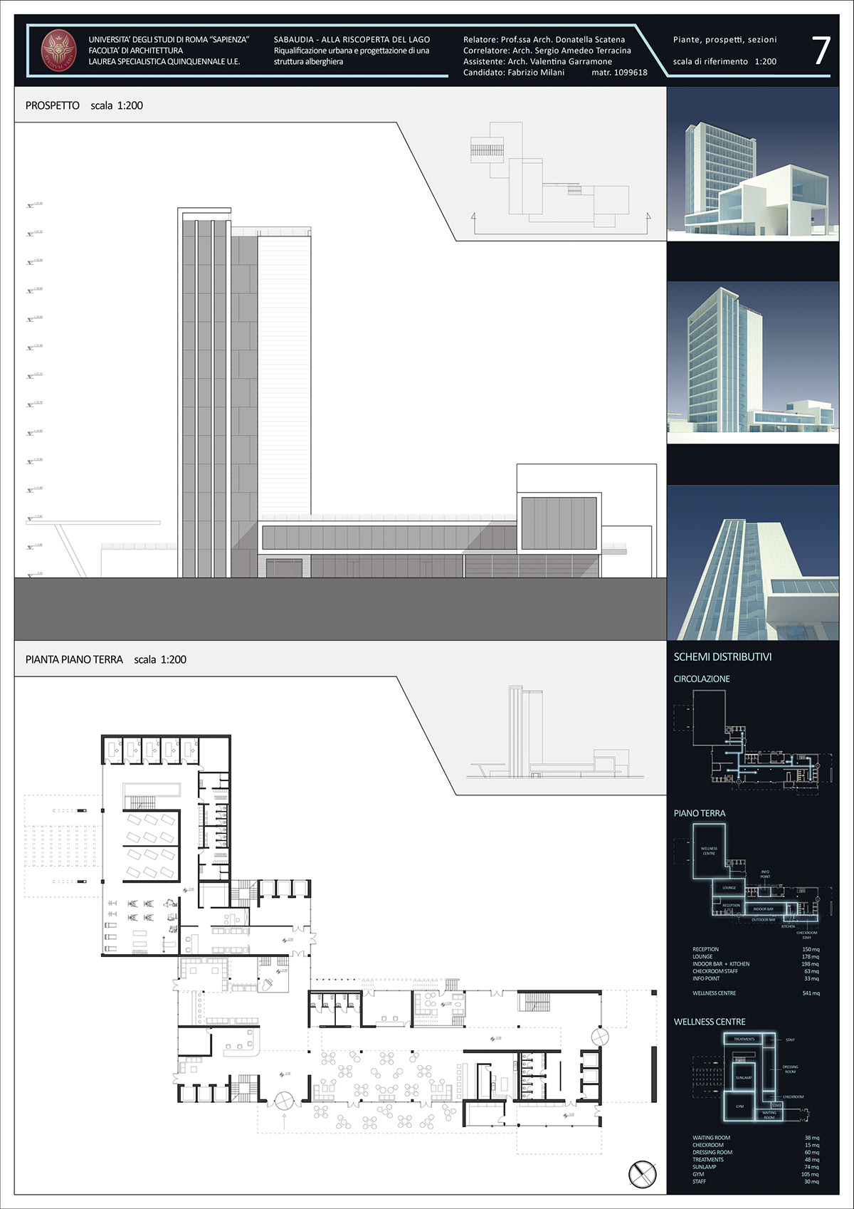 Project hotel riqualification Sabaudia thesis milani design building