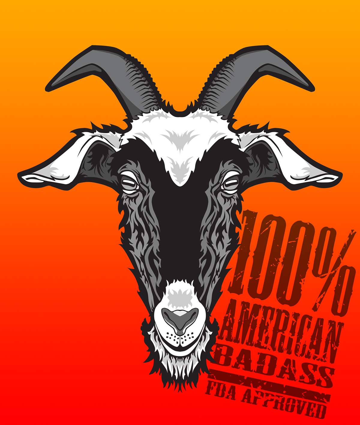 Adobe Portfolio goat vector vector graphic Ziege farm animal badass 100% american meat Rock And Roll rock n roll Logo Design logo