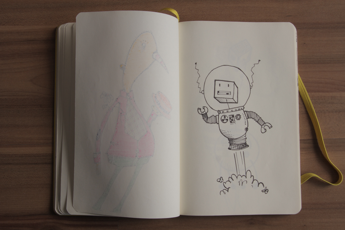 moleskine Pac-Man sketchbook drawings doodle pen