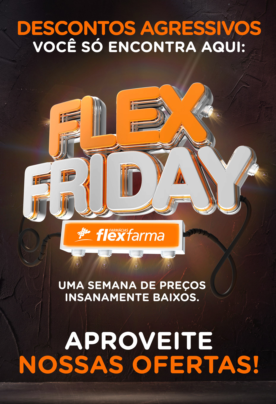 campanha laranja BlackFriday 3D Direção de arte publicidade manaus Flexfarma grupo tapajós criativo