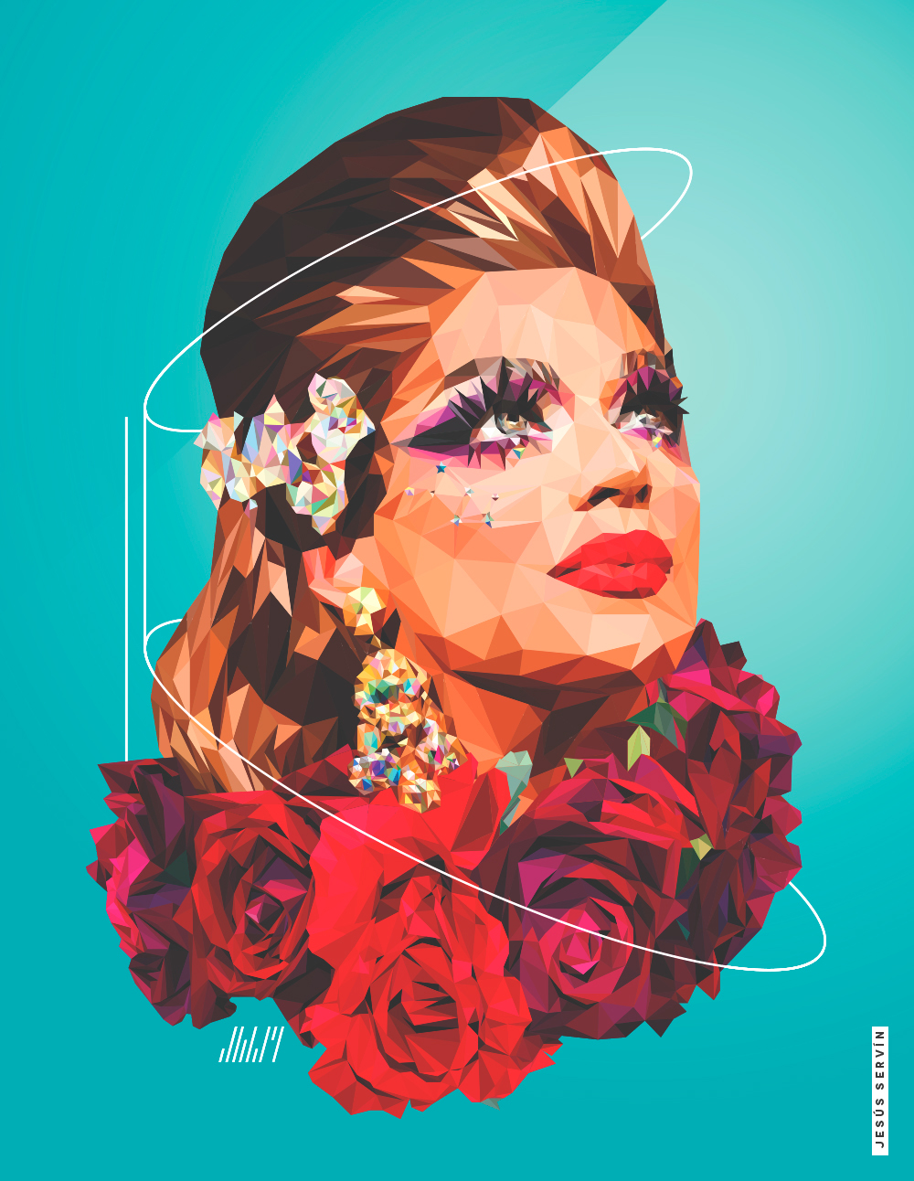valentina drag queen rupaul drag race Low Poly geometric polygon Roses portrait Flowers TRIANGULE