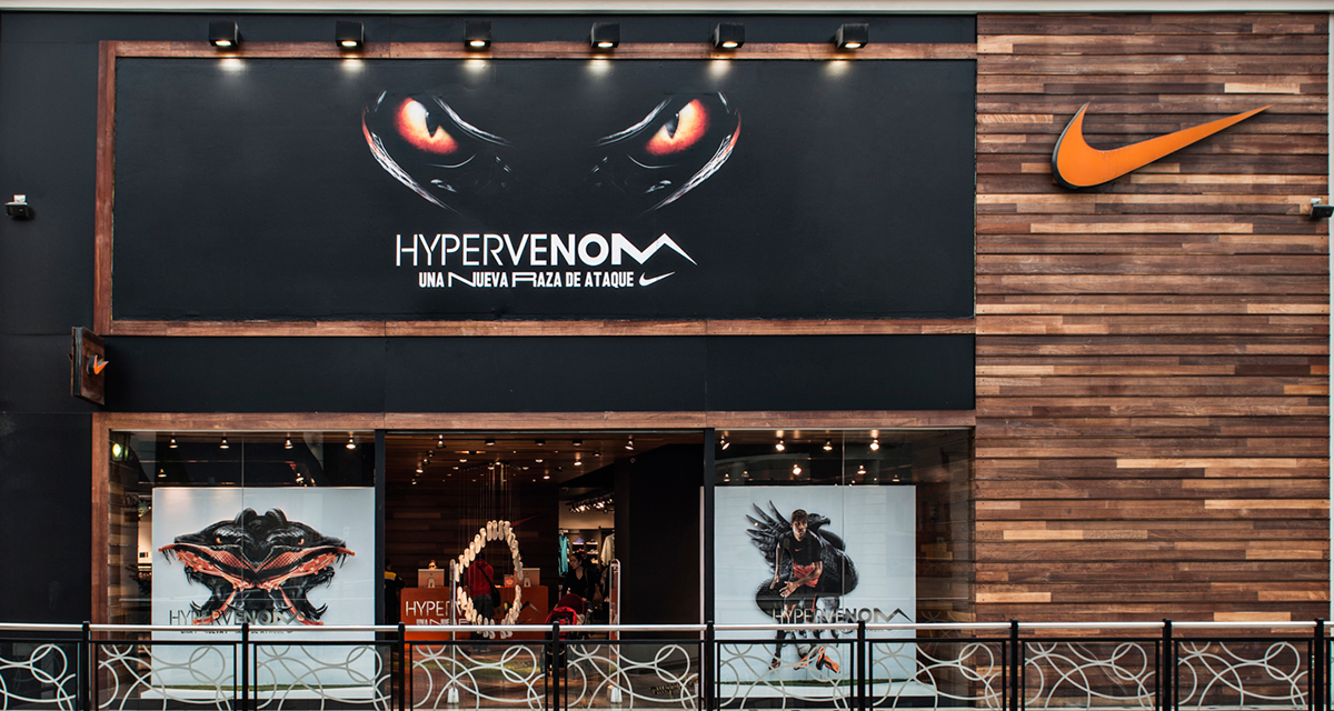 Nike installation Hypervenom shoes store Visual Merchandising Breed Attack jaw soccer Instore Installation