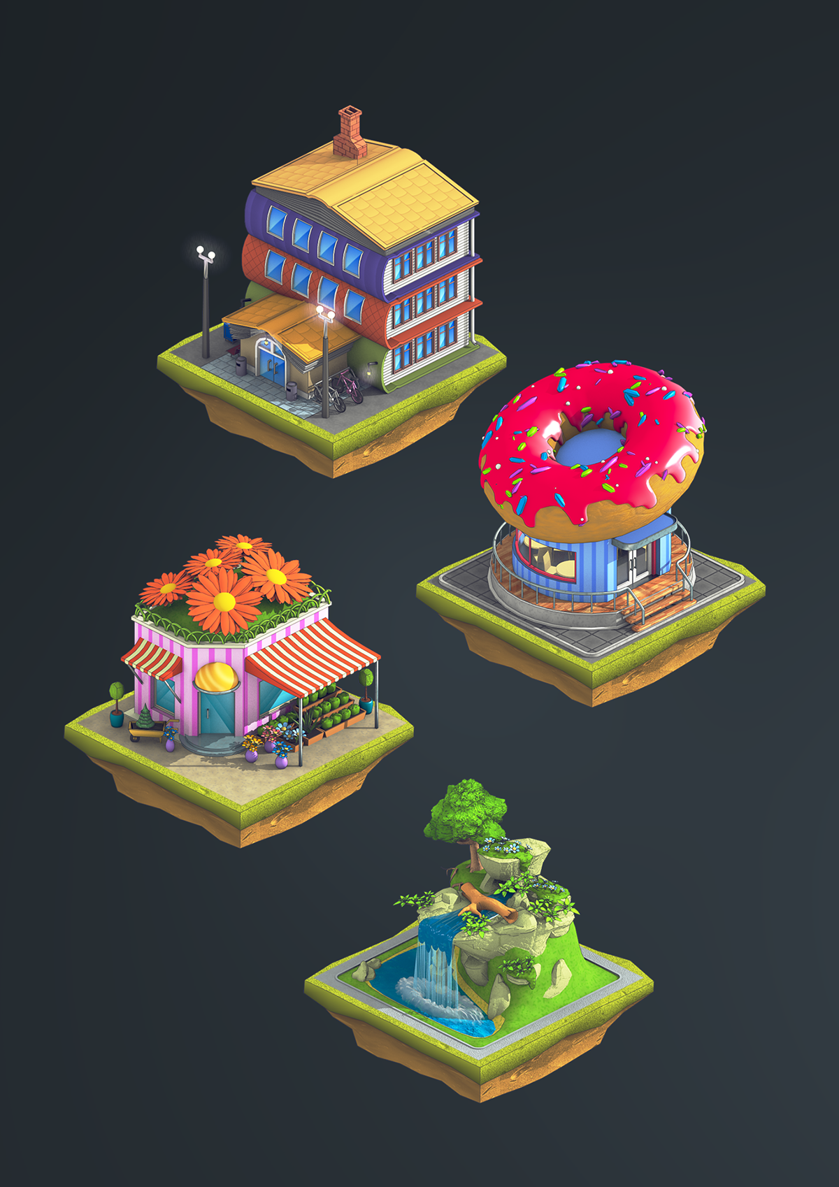 Isometric 3D android buildings