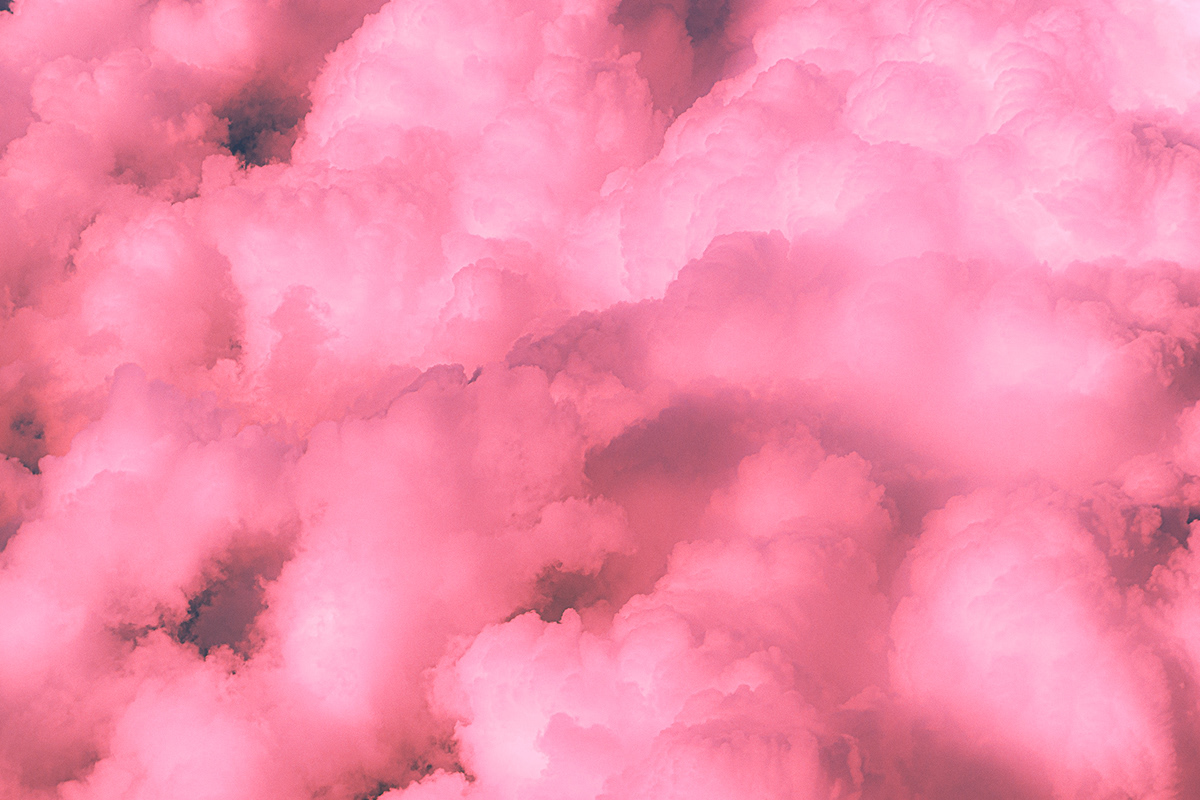Aeroplane clouds dreamy glow neon pink SKY soft vivid colors