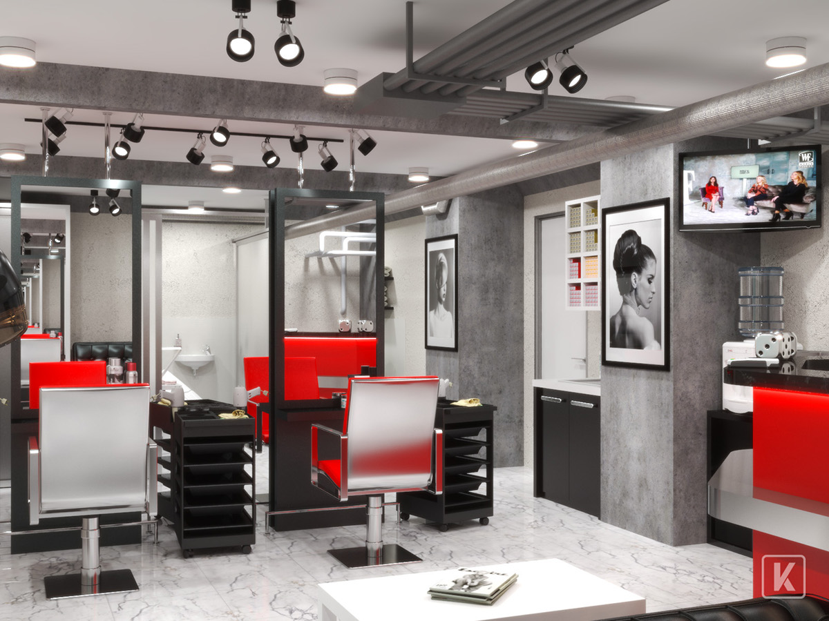 Interior concrete design basement brutal hairdressing salon modern decor Moscow beauty LOFT DESIGN